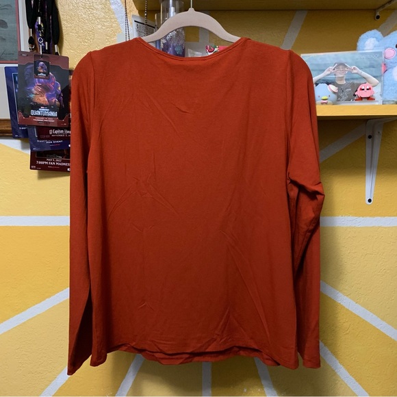 NWT Eileen Fisher Jewel Neck Long Sleeve Tee in Spice Size Petite Large - Picture 5 of 6